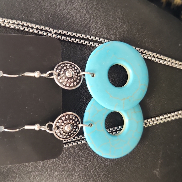 Silvertone & Faux Turquoise Set - Picture 5 of 6